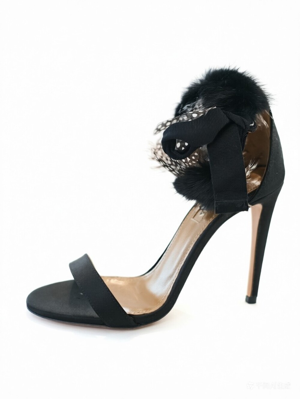 AQUAZZURA  black satin open-toe heels